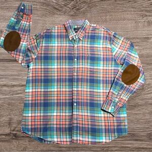 Crown & Ivy Classic Fit Plaid Shirt with Elbow Patches